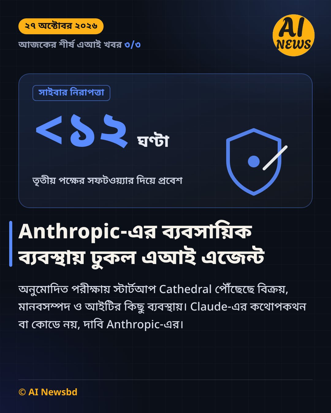 ১২ ঘণ্টার কম সময়ে Anthropic-এর ব্যবস্থায় এআই এজেন্ট