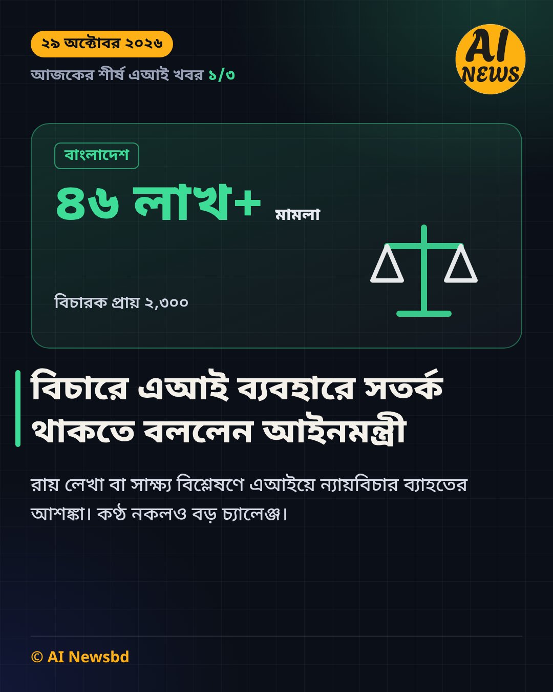 বিচারে এআই ব্যবহারে সতর্ক থাকতে বললেন আইনমন্ত্রী