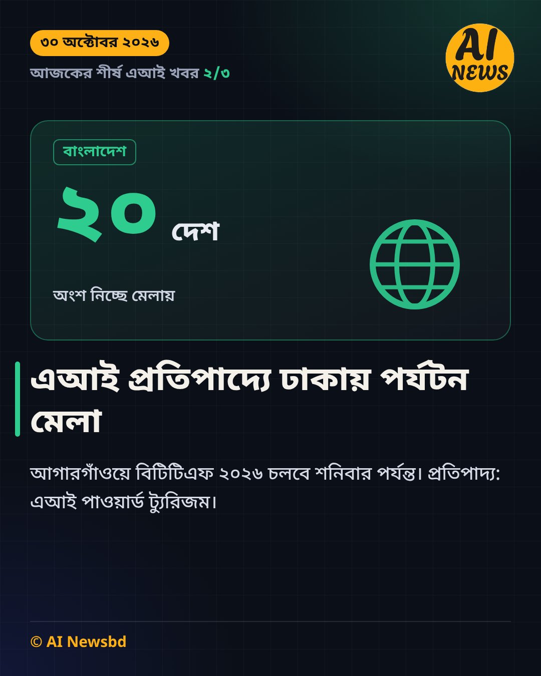 এআই প্রতিপাদ্যে ঢাকায় পর্যটন মেলা