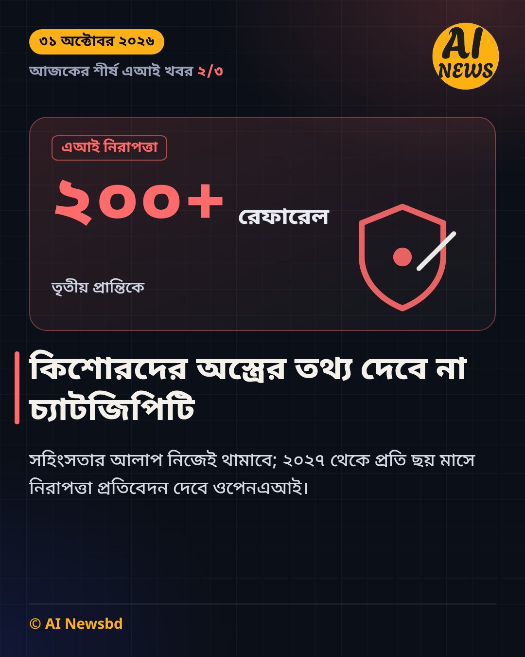 কিশোরদের অস্ত্রের তথ্য দেবে না চ্যাটজিপিটি